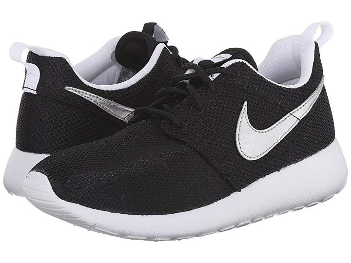 Nike Kids Roshe One (big Kid) (black/white/white/metallic Silver) Kids Shoes