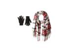 Steve Madden Plaid Boucle Blanket Wrap With Etouch Glove Set (red) Scarves