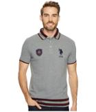 U.s. Polo Assn. Slim Fit Solid Short Sleeve Pique Polo Shirt (campus Heather Grey) Men's Short Sleeve Pullover