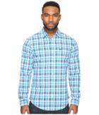 Original Penguin Long Sleeve P55 Jaspe Plaid (diva Blue) Men's Clothing