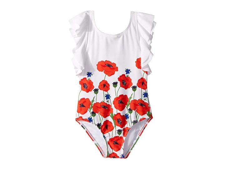 Janie And Jack Poppy Border Print One-piece Swimsuit (toddler/little Kids/big Kids) (multicolor) Girl's Swimsuits One Piece