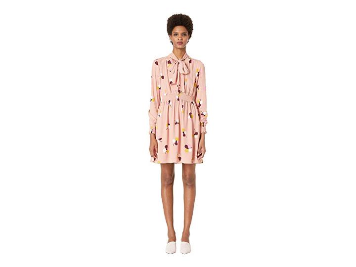 Kate Spade New York Glitzy Ritzy Dusk Buds Print Mix Dress (conch Shell) Women's Dress