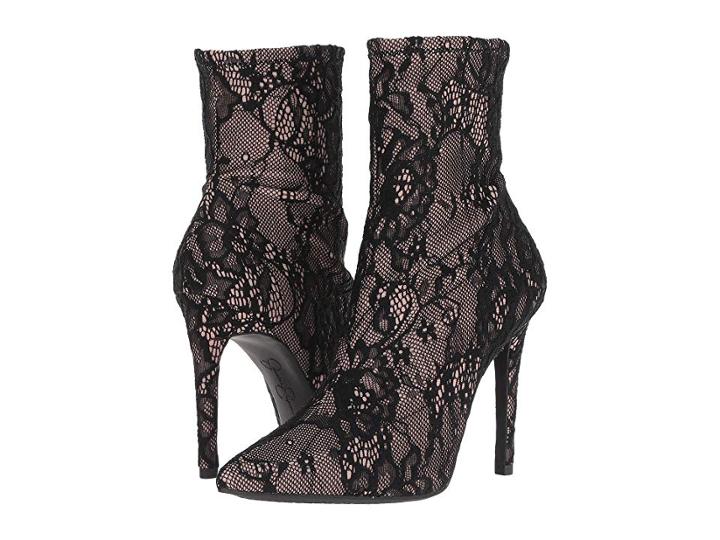 Jessica Simpson Livienne (black/nude Victorian Stretch Lace) Women's Shoes