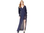 Bcbgmaxazria Koko Draped-sleeve Gown (dark Navy) Women's Dress