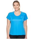 Nike Dry Miler Short Sleeve Running Top (size 1x-3x) (light Photo Blue) Women's Clothing