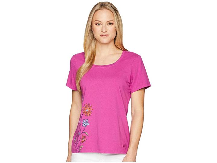 Life Is Good Keep It Wildflowers Crusher Scoop Tee (sassy Magenta) Women's T Shirt
