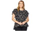Kari Lyn Plus Size Clementine Floral Top (black/pink) Women's Blouse