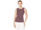 Tommy Hilfiger Heart Print Bead Neck Sleeveless Knit Top (midnight Multi) Women's Clothing