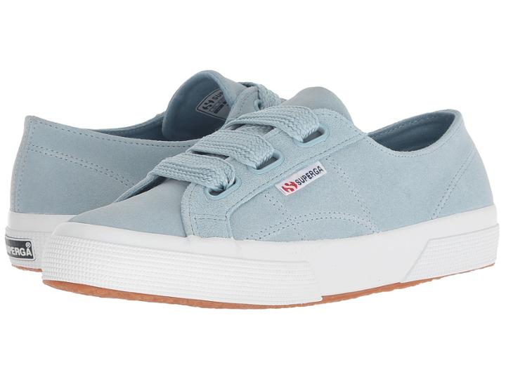 Superga 2750 Suew Biglace (light Blue) Women's Lace Up Casual Shoes