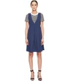 Boutique Moschino Double Layer Stripe Dress (navy) Women's Dress