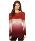 Tribal Long Sleeve Cowl Neck Space Dye Jersey Asymmetrical Top (tawny) Women's Long Sleeve Pullover