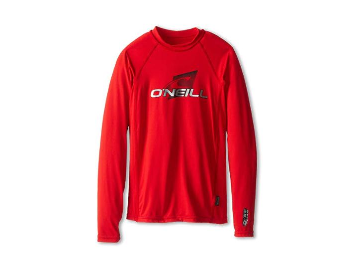 O'neill Kids Skins L/s Crew (little Kids/big Kids) (red/red/red) Kid's Swimwear