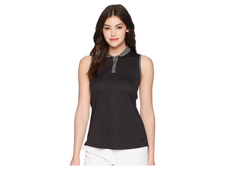 Nike Golf Dry Polo Sleeve Texture (black/black) Women's Clothing