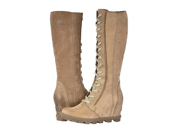 Sorel Joan Of Arctictm Wedge Ii Tall (ash Brown Full Grain Leather/nubuck Combo) Women's Waterproof Boots