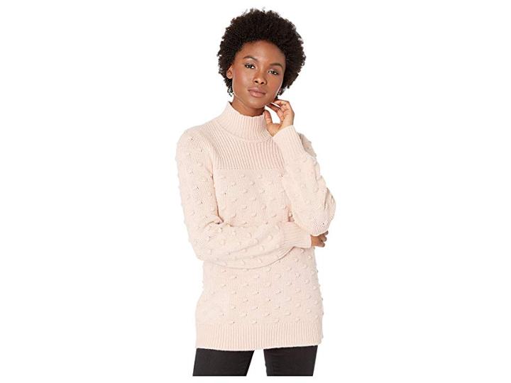 Calvin Klein Mock Neck Popcorn Sweater (blush) Women's Sweater