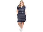 Kari Lyn Plus Size Cassidy Lace-up Dress (navy/white) Women's Dress