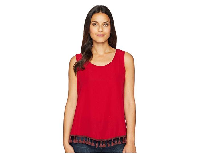 Cruel Tulip Back Tank Top W/ Tassel Trim (red) Women's Sleeveless