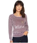 Allen Allen Believe Sweatshirt (plum Raisin) Women's Sweatshirt