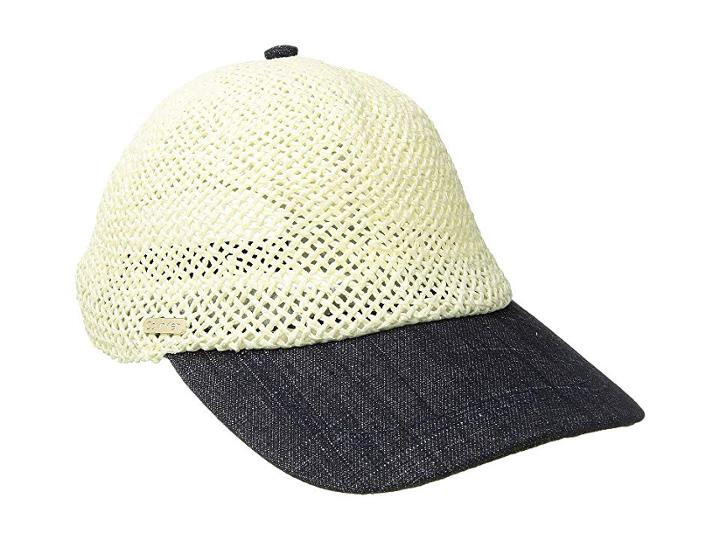 Calvin Klein Straw Cap W/ Chambray Brim (ivory) Caps