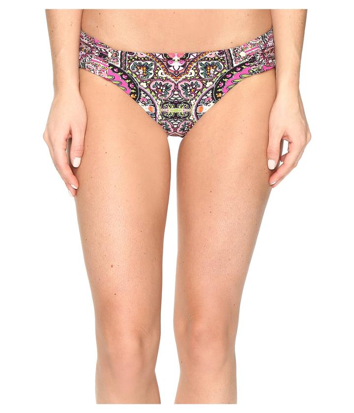 Lucky Brand Tapestry Reversible Side Sash Bottom (raspberry) Women's Swimwear
