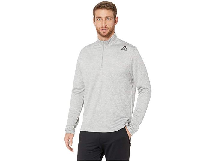 Reebok Double Knit 1/4 Zip (medium Grey Heather) Men's Clothing