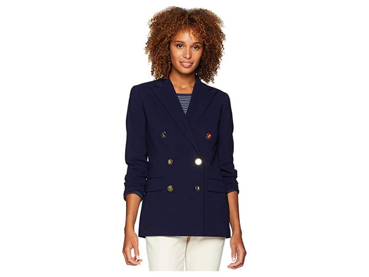 Lauren Ralph Lauren Stretch Wool Blazer (rl Navy) Women's Jacket