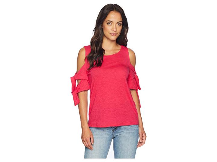 Cece Double Tie Sleeve Knit Top (viva Pink) Women's Clothing