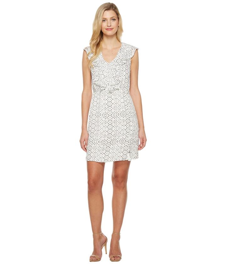Ivanka Trump Printed Georgette Dress (ivory/black) Women's Dress