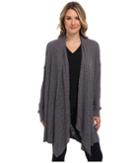 Allen Allen Slub Sweater Mesh Long Sleeve Two-pocket Open Cardigan (dark Grey) Women's Sweater