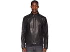 John Varvatos Collection Zip Front Jacket W/ Fabric Collar L577u3 (black) Men's Coat