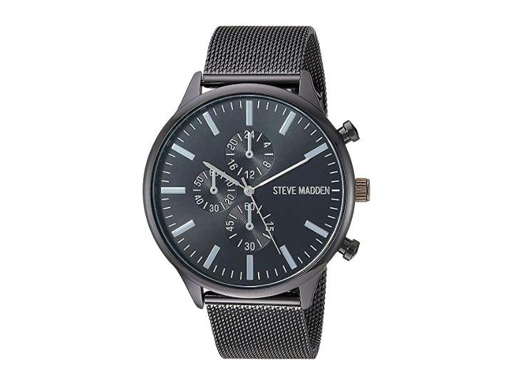 Steve Madden Multifunction Dial Men Alloy Band Watch Smw187 (black) Watches