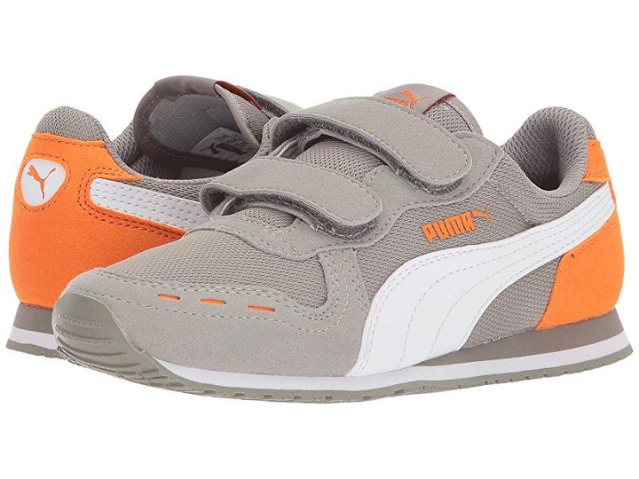 Puma Kids Cabana Racer Mesh V (little Kid) (rock Ridge/puma White/vibrant Orange) Boys Shoes