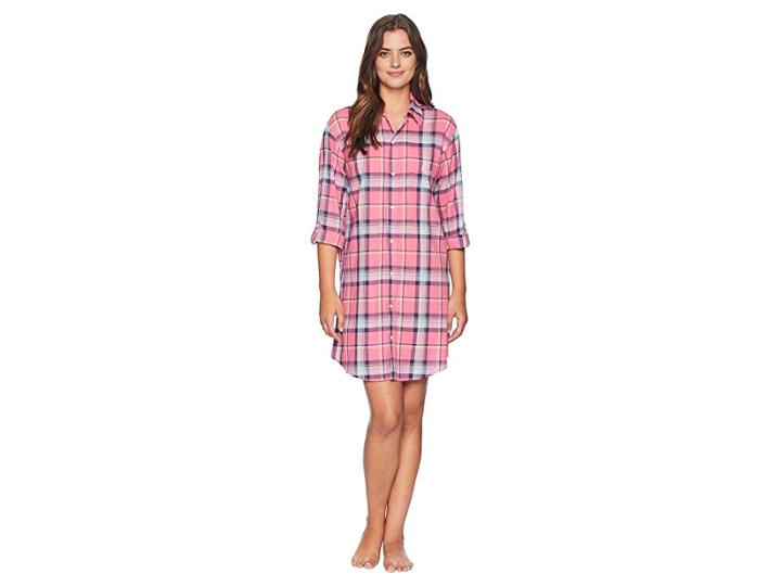 Lauren Ralph Lauren His Shirt Sleepshirt (red Multi Plaid) Women's Pajama