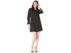 Bobeau Printed Shift Dress With Tie Sleeves (black/white) Women's Dress