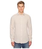 Eleventy Linen Spread Collar Shirt (khaki) Men's T Shirt