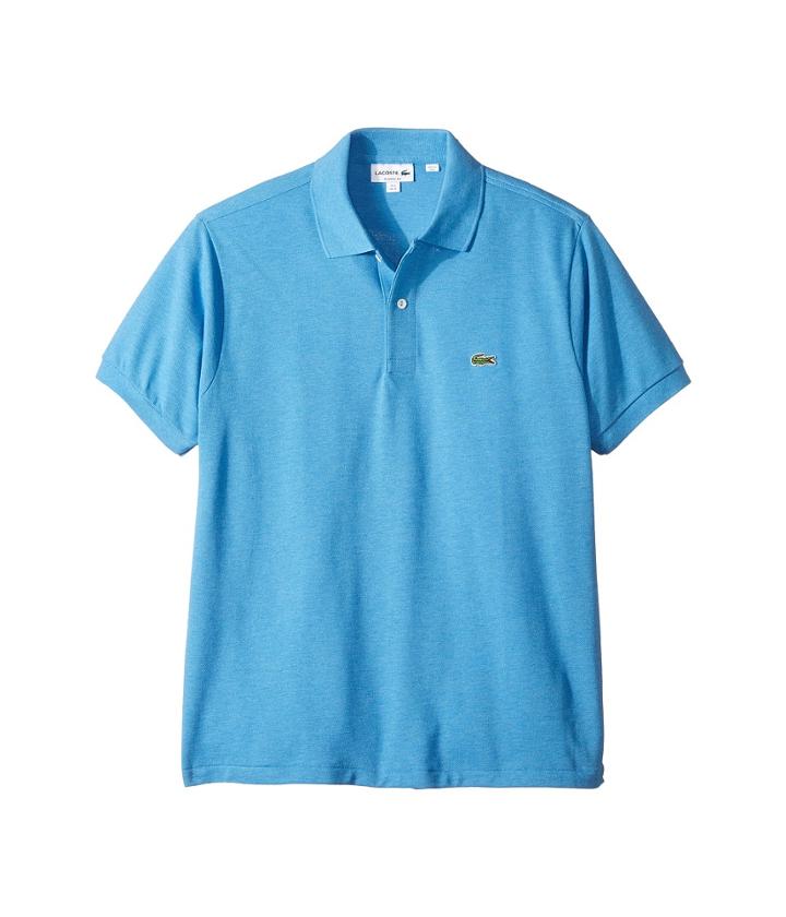 Lacoste Short Sleeve Classic Fit Chine Pique Polo Shirt (blue Lagoon Chine) Men's Short Sleeve Pullover
