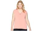 Calvin Klein Plus Plus Size Sleeveless V-neck Top W/ Pearl Detail (porcelain Rose) Women's Sleeveless