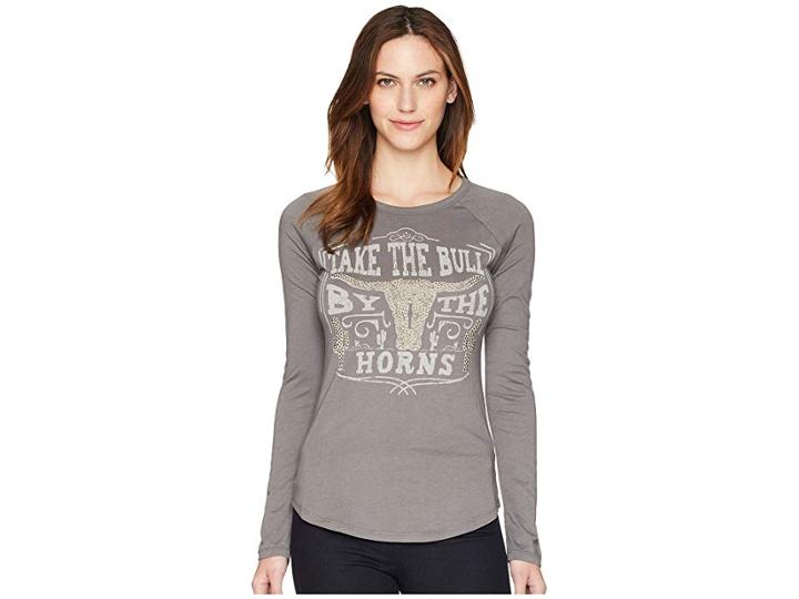 Rock And Roll Cowgirl Long Sleeve Tee 48t5555 (charcoal) Women's T Shirt