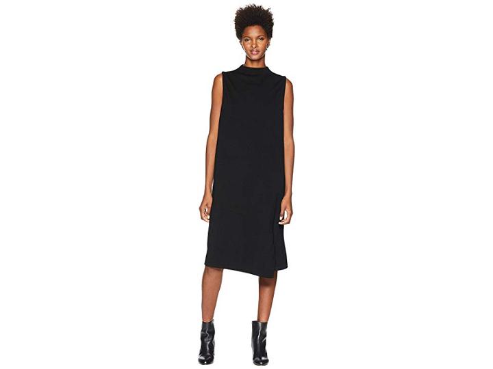 Eileen Fisher Tencel Ponte Mock Neck Wrap Dress (black) Women's Dress