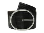 Michael Michael Kors 85 Mm (3.3) Oversized Croc Belt (black/polished Nickel) Women's Belts
