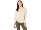 Bobeau Long Sleeve Side Tie Slub Top (peach Puree) Women's Blouse