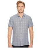 Perry Ellis Glen Plaid Linen Shirt (bright Sapphire) Men's Clothing