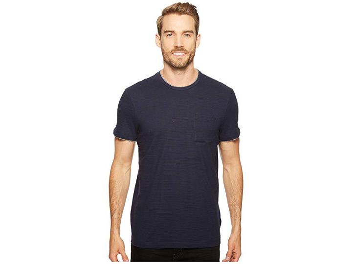 Calvin Klein Faux Double Layer Crew Neck T-shirt (cadet Navy) Men's T Shirt