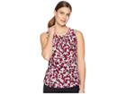 Tommy Hilfiger Printed Bead Neck Knit Top (pumice Multi) Women's Clothing