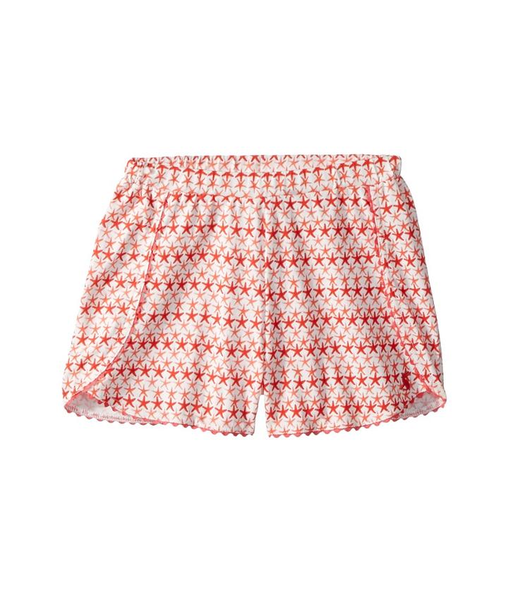 Joules Kids Scallop Hem Jersey Shorts (toddler/little Kids) (red Sky Starfish) Girl's Shorts