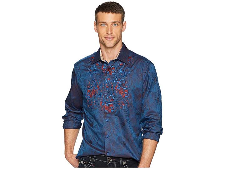 Robert Graham Imprint Shirt (navy) Men's Clothing