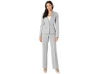 Le Suit Button Peak Lapel Herringbone Pants Suit (silver) Women's Suits Sets