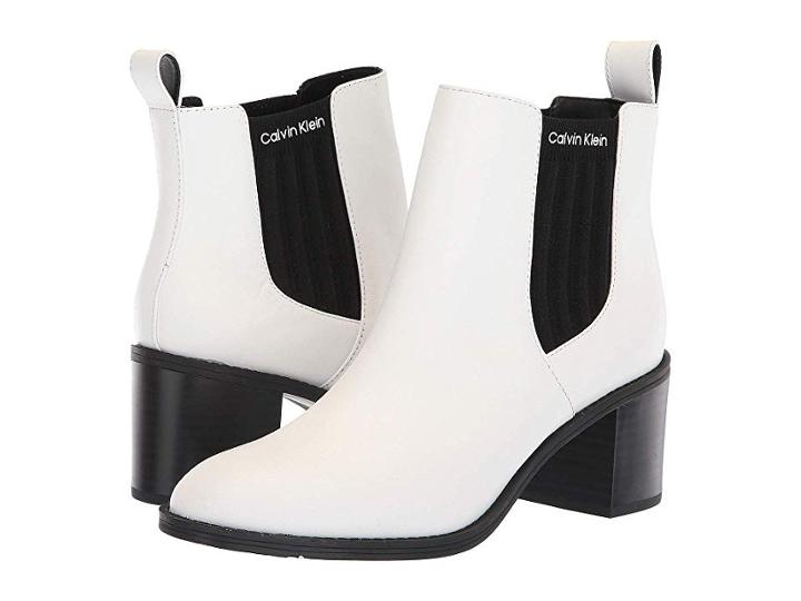 Calvin Klein Perron (white/black Nappa/ribbed Stretch Knit) Women's Shoes