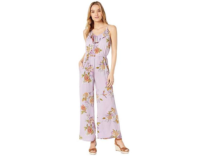 Angie Faux Wrap Jumpsuit W/ Crochet Trim (dove) Women's Jumpsuit & Rompers One Piece