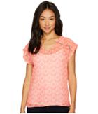 Cruel Short Sleeve Top W/ Whipstitch (coral) Women's Clothing